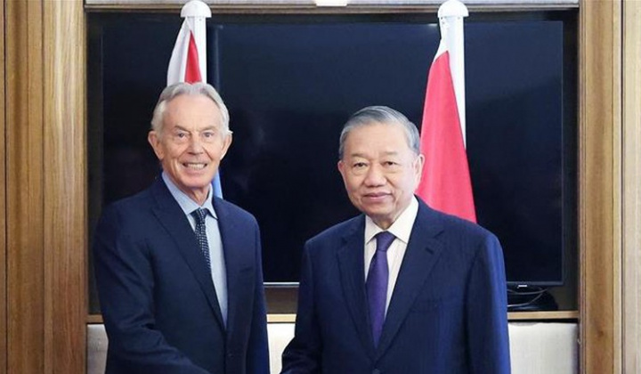 Tổng Bí thư Tô Lâm gặp cựu Thủ tướng Anh Tony Blair