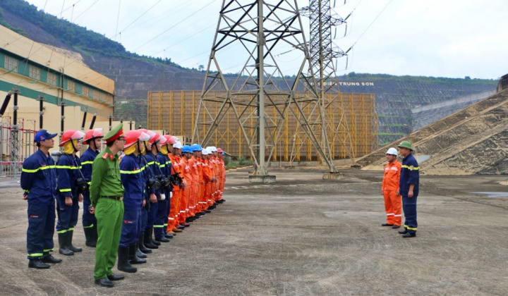 Thủy điện Trung Sơn: Thực tập phương án phòng cháy, chữa cháy và cứu nạn, cứu hộ định kỳ
