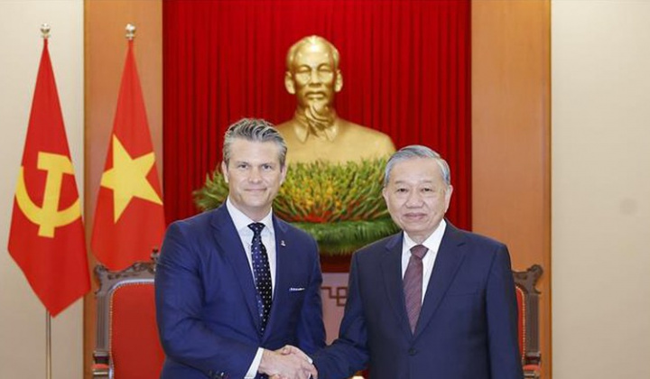 Tổng Bí thư Tô Lâm tiếp Bộ trưởng Bộ Chiến tranh Hoa Kỳ Pete Hegseth