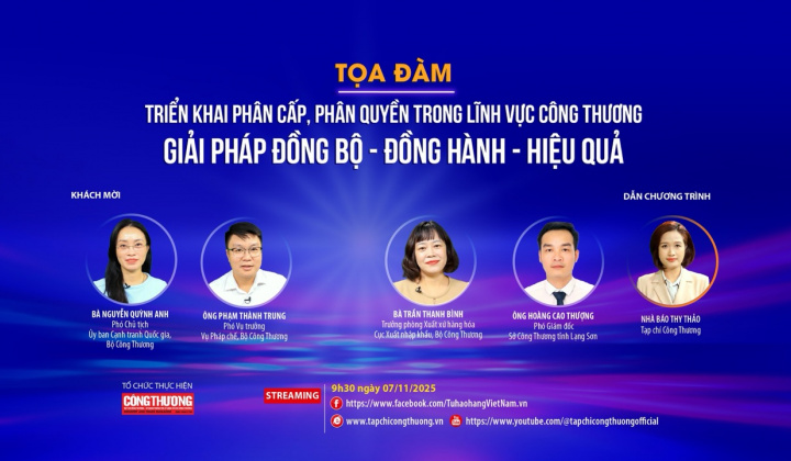 [Tọa đàm trực tuyến] Triển khai phân cấp, phân quyền trong lĩnh vực Công Thương: Giải pháp đồng bộ - đồng hành - hiệu quả