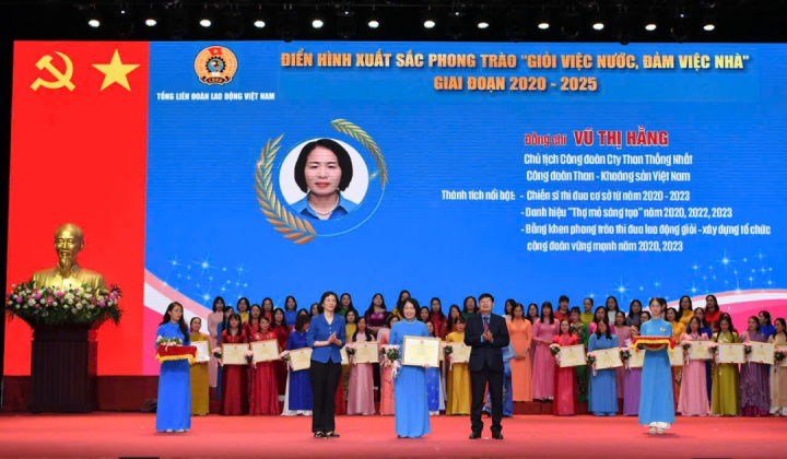 Vũ Thị Hằng - Nữ Chủ tịch Công đoàn Công ty Than Thống Nhất vinh dự được Tổng Liên đoàn Lao động Việt Nam vinh danh