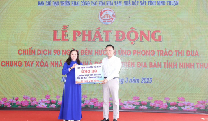 Petrolimex hỗ trợ tỉnh Ninh Thuận 2 tỷ đồng xóa nhà tạm, nhà dột nát