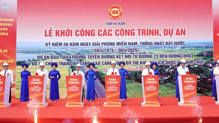 Bộ trưởng Nguyễn Hồng Diên dự Lễ khởi công các dự án đầu tư xây dựng trọng điểm tại tỉnh Hà Nam