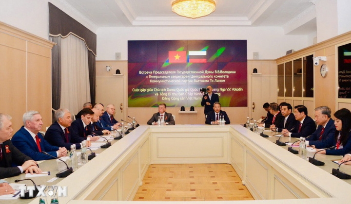 Tổng Bí thư Tô Lâm hội kiến với Chủ tịch Duma Quốc gia Liên bang Nga