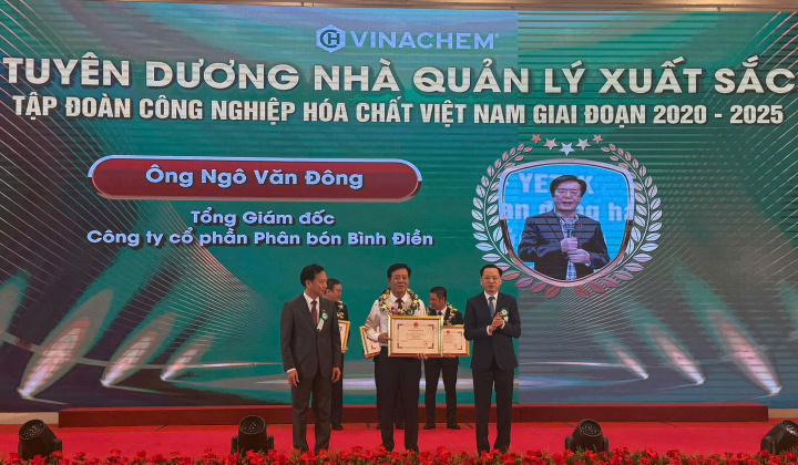 Tổng giám đốc Công ty CP Phân bón Bình Điền được vinh danh Nhà lãnh đạo xuất sắc của Tập đoàn Hóa chất Việt Nam giai đoạn 2020-2025