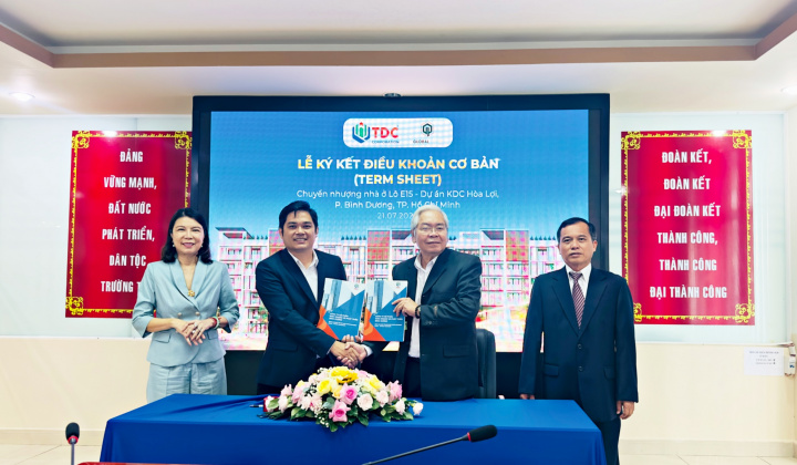 Becamex TDC và Global Corp ký kết Term Sheet chuyển nhượng Lô E15: Thúc đẩy chiến lược huy động vốn và mở rộng hợp tác tại KDC Hòa Lợi