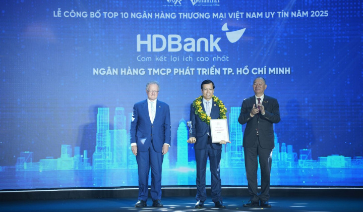 Ngân hàng HDBank (HDB) giữ vị trí thứ 3 Top ngân hàng niêm yết uy tín và hiệu quả nhất Việt Nam
