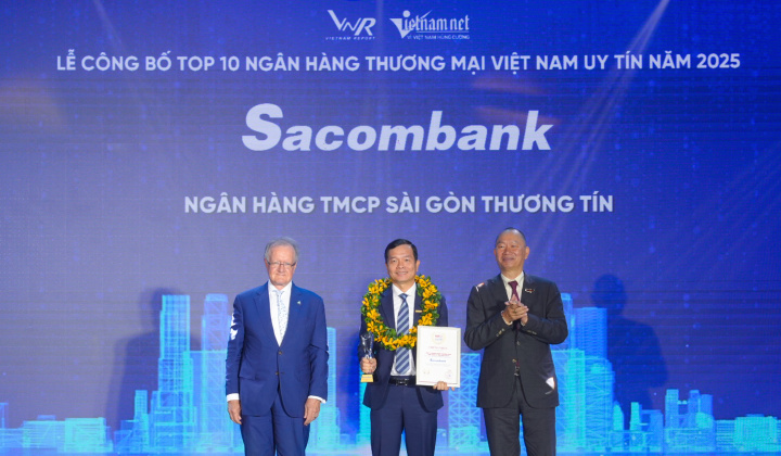 Ngân hàng Sacombank (STB) lọt Top 10 Ngân hàng Thương mại Việt Nam uy tín năm 2025