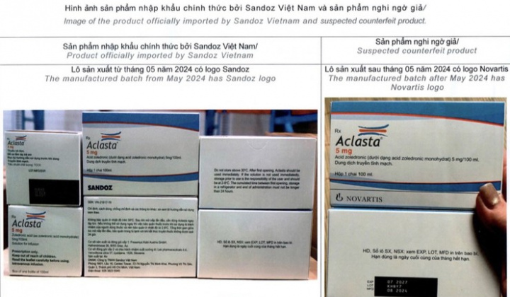 Xác minh, xử lý thông tin về thuốc Aclasta có dấu hiệu giả mạo