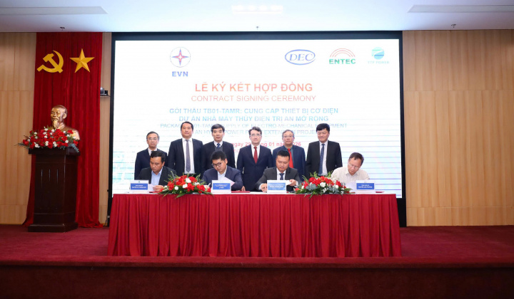 EVN ký hợp đồng cung cấp thiết bị cơ điện Dự án Nhà máy Thủy điện Trị An mở rộng