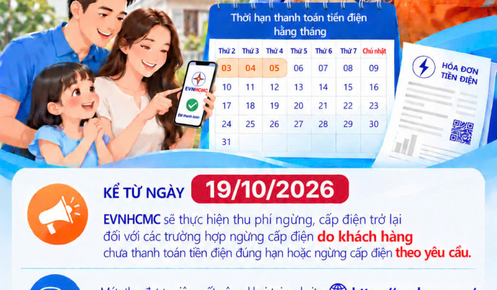 EVNHCMC áp dụng đơn giá ngừng, cấp điện trở lại từ 19/10