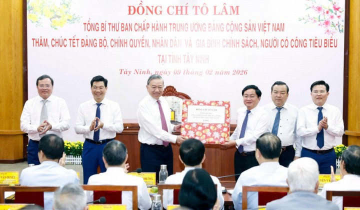 Tổng Bí thư Tô Lâm thăm, chúc Tết Đảng bộ, chính quyền, nhân dân tỉnh Tây Ninh