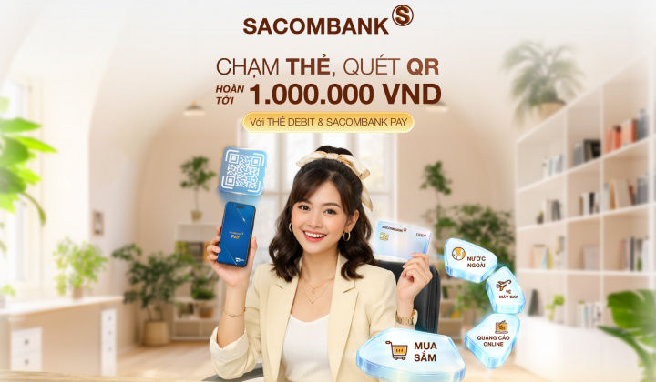 Ngân hàng Sacombank triển khai chương trình khuyến mãi, thúc đẩy thanh toán không tiền mặt qua thẻ và QR