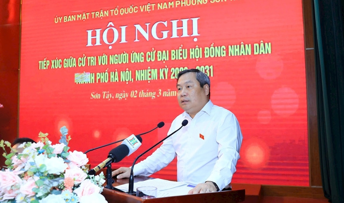 Chủ tịch UBND Thành phố Hà Nội Vũ Đại Thắng tiếp xúc cử tri, vận động bầu cử