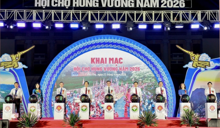 Phú Thọ: Khai mạc Hội chợ Hùng Vương năm 2026, thúc đẩy tiêu thụ hàng Việt