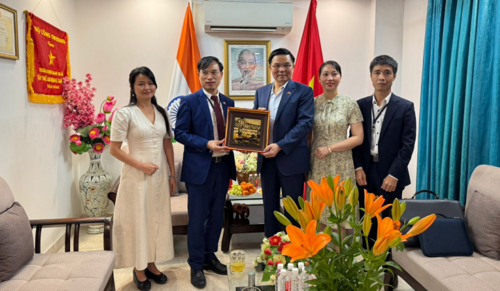 Bộ trưởng Bộ Công Thương Lê Mạnh Hùng làm việc với Thương vụ Việt Nam tại Ấn Độ