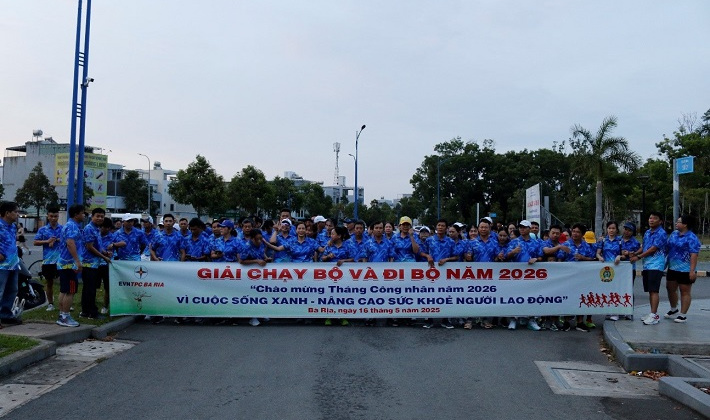 Công ty Cổ phần Nhiệt điện Bà Rịa tổ chức giải chạy bộ hưởng ứng Tháng Công nhân năm 2026