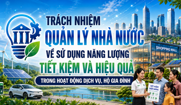 [TIẾT KIỆM ĐIỆN] Trách nhiệm quản lý nhà nước về sử dụng năng lượng tiết kiệm và hiệu quả trong hoạt động dịch vụ, hộ gia đình
