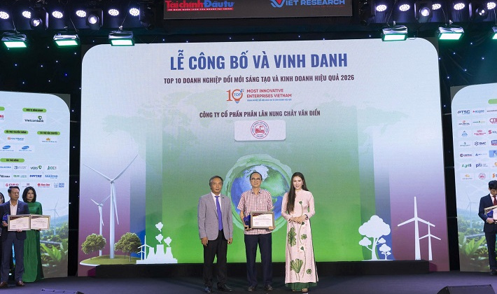 Phân lân nung chảy Văn Điển vào Top 10 Doanh nghiệp Đổi mới sáng tạo và Kinh doanh hiệu quả 2026