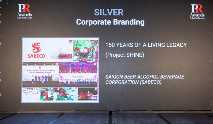 Chiến dịch “150 năm Di Sản Vươn Cao” của SABECO giành giải Bạc tại PR Awards Asia Pacific 2026