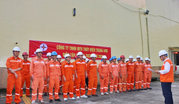 Thuỷ điện Trung Sơn diễn tập phòng, chống thiên tai và tìm kiếm cứu nạn trước mùa mưa bão năm 2026