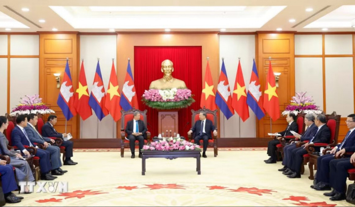 Tổng Bí thư, Chủ tịch nước Tô Lâm  tiếp Thủ tướng Vương quốc Campuchia Hun Manet