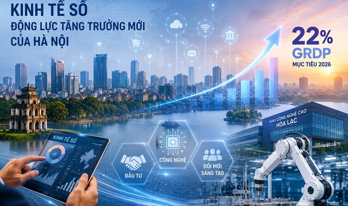 Hà Nội đặt mục tiêu kinh tế số đóng góp tối thiểu 22% GRDP