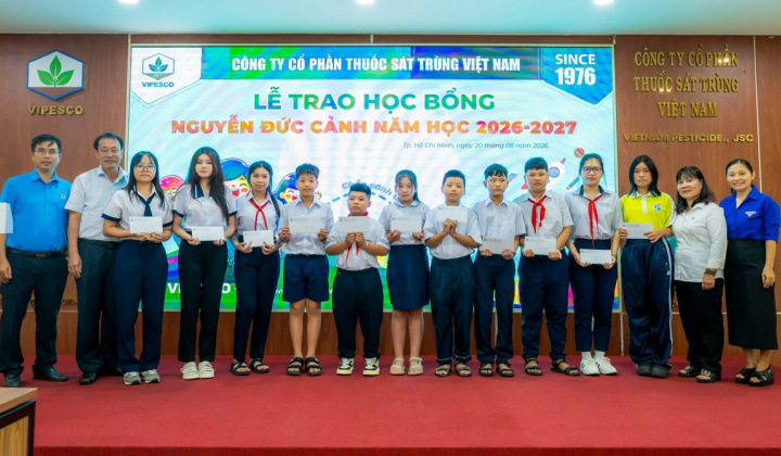 Vipesco trao 45 suất học bổng Nguyễn Đức Cảnh năm học 2026-2027