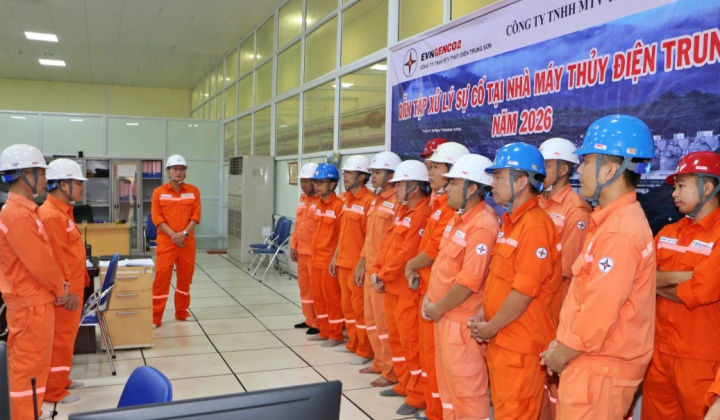 Thủy điện Trung Sơn diễn tập ứng phó sự cố nhằm bảo đảm vận hành an toàn, ổn định, đáp ứng yêu cầu huy động