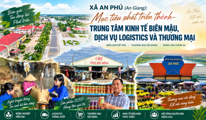 Xã An Phú (An Giang): Mục tiêu phát triển thành trung tâm kinh tế biên mậu, dịch vụ logistics và thương mại
