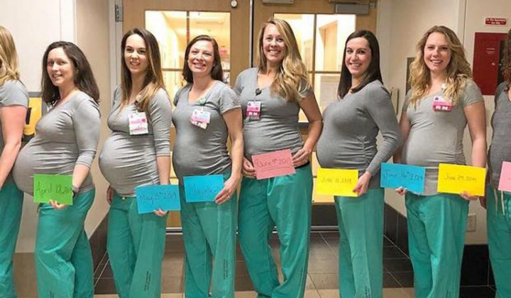 Chuyện lạ có thật: 9 “bà đỡ” cùng có thai một lúc