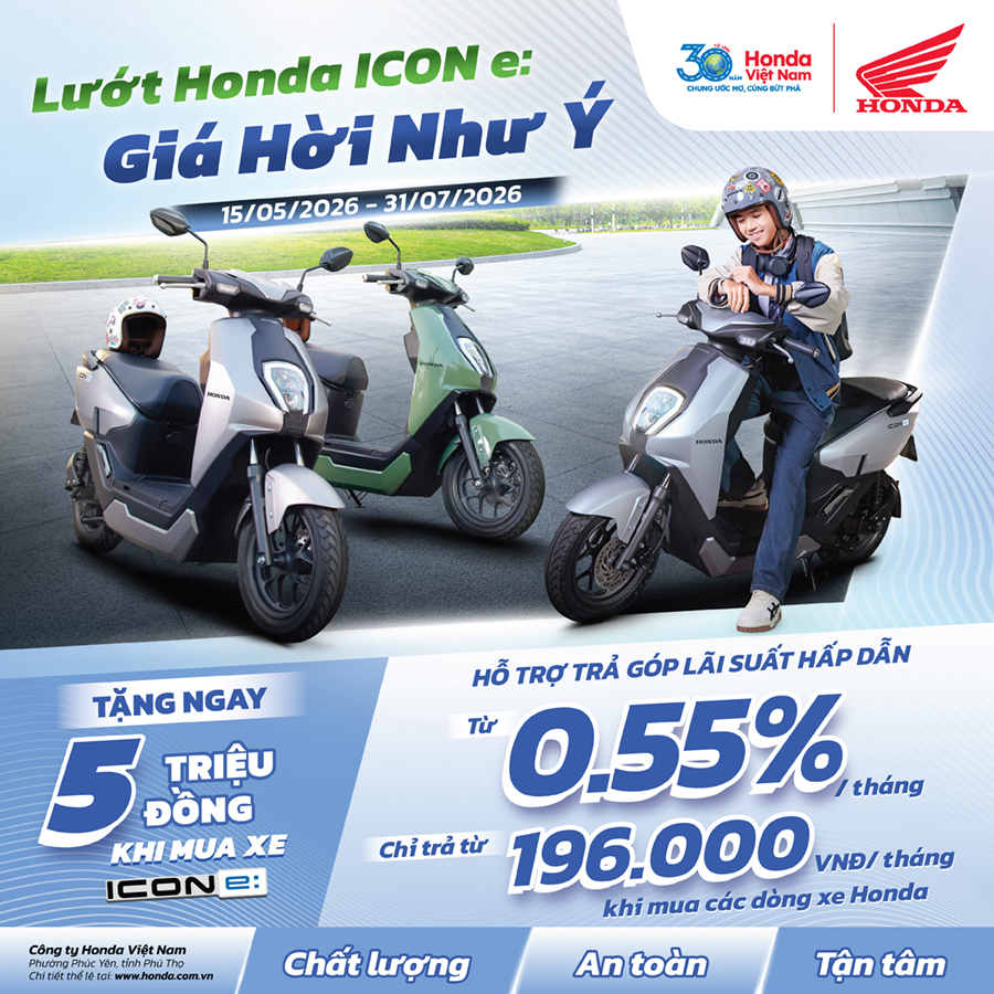 Honda Việt Nam ưu đãi 5 triệu đồng cho xe máy điện ICON e: