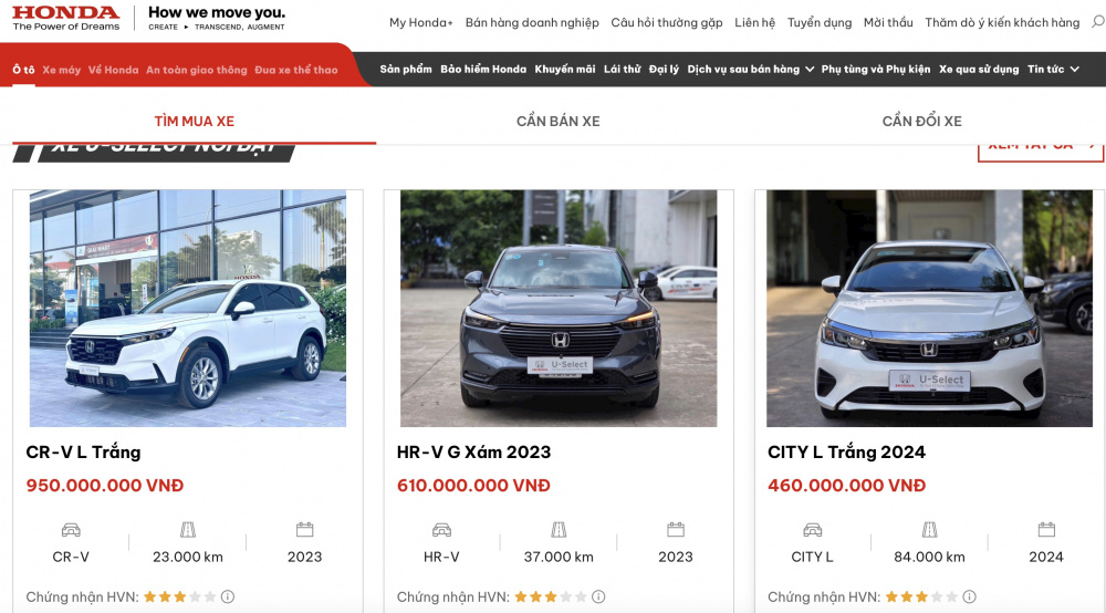Honda Việt Nam ra mắt website xe đã qua sử dụng chính hãng
