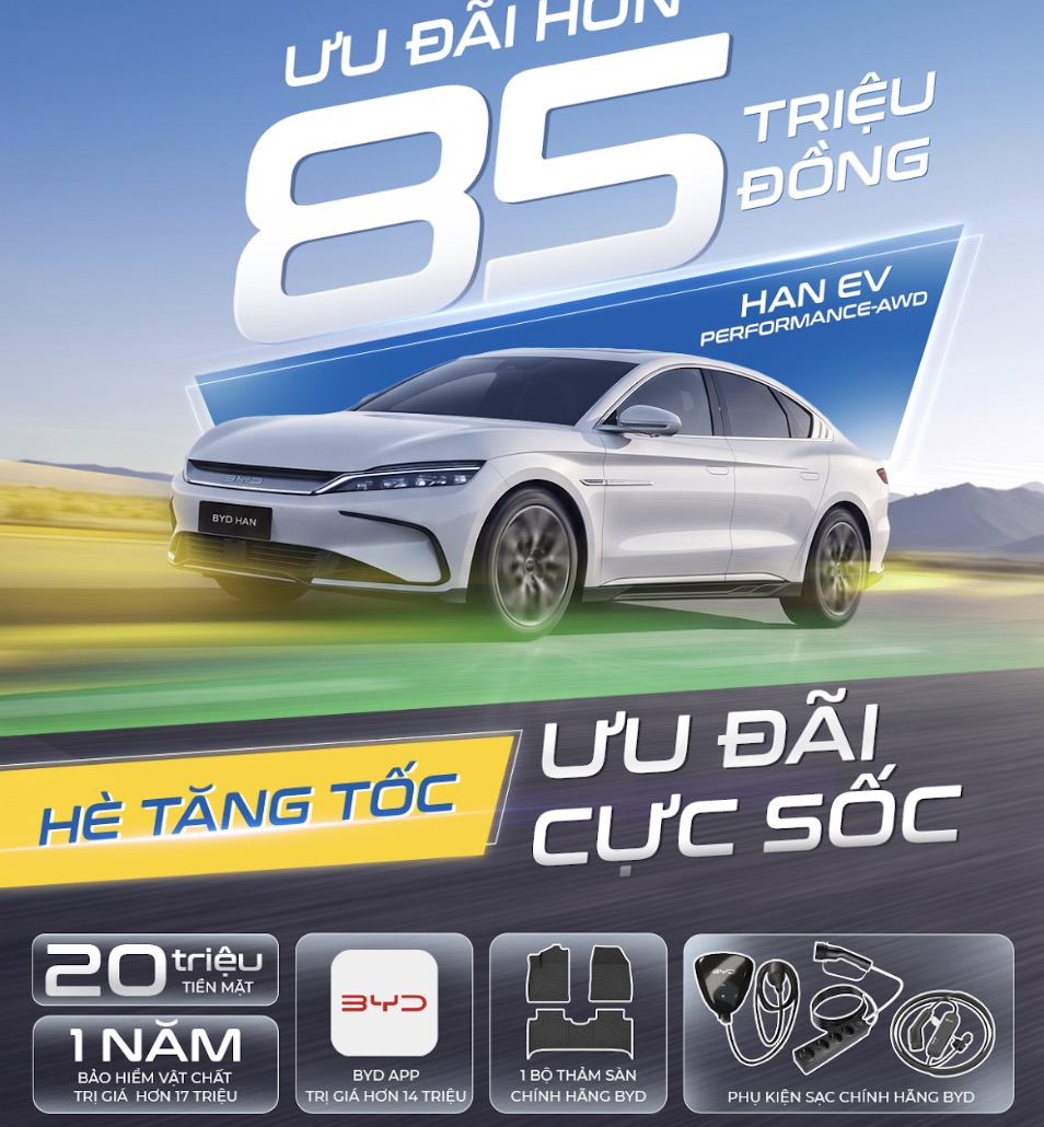 BYD Việt Nam tung ưu đãi lớn nhất mùa hè, hỗ trợ tới 100% lệ phí trước bạ