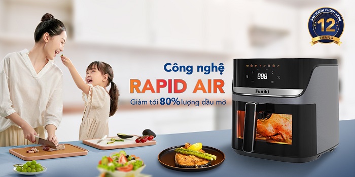 Nồi chiên không dầu Funiki với dung tích lớn 8L lần đầu ra mắt thị trường