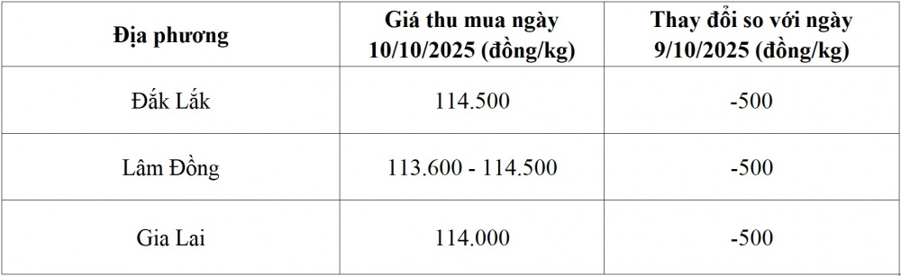 giá cà phê hôm nay