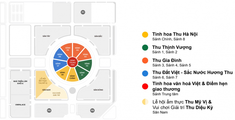 Quy hoạch các phân khu của Hội chợ mùa Thu 2025