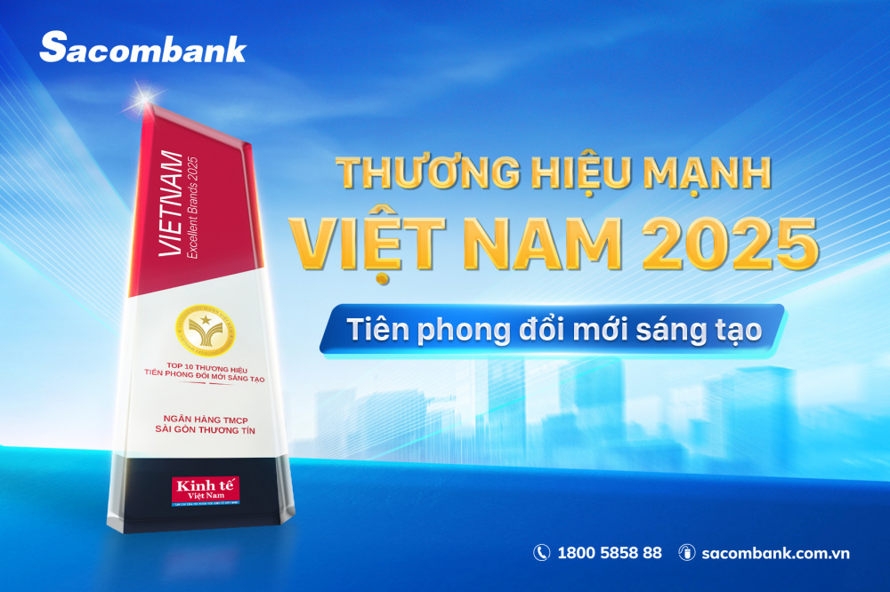 Ngân hàng Sacombank nhận giải Thương hiệu mạnh Việt Nam 2025