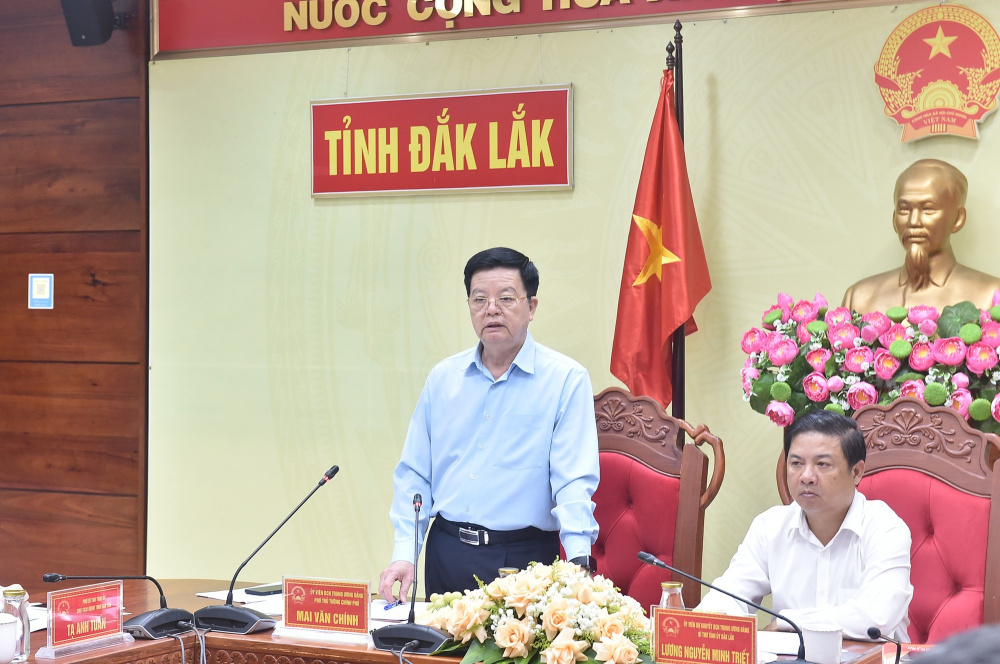 Phó Thủ tướng Mai Văn Chính và đoàn công tác Chính phủ làm việc với tỉnh Đắk Lắk - Ảnh: VGP/Giang Thanh