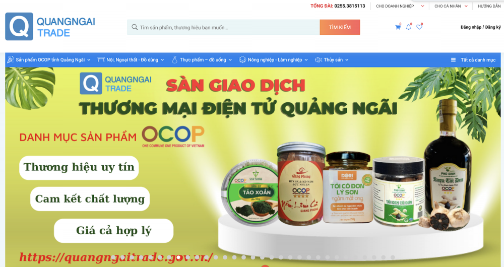 Giao diện sàn giao dịch thương mại điện tử Quảng Ngãi