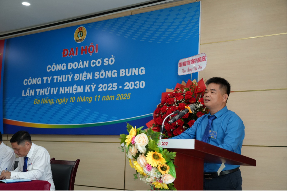 Ông Nguyễn Văn Ngộ – Phó Chủ tịch Công đoàn EVNGENCO2 phát biểu tại Đại hội