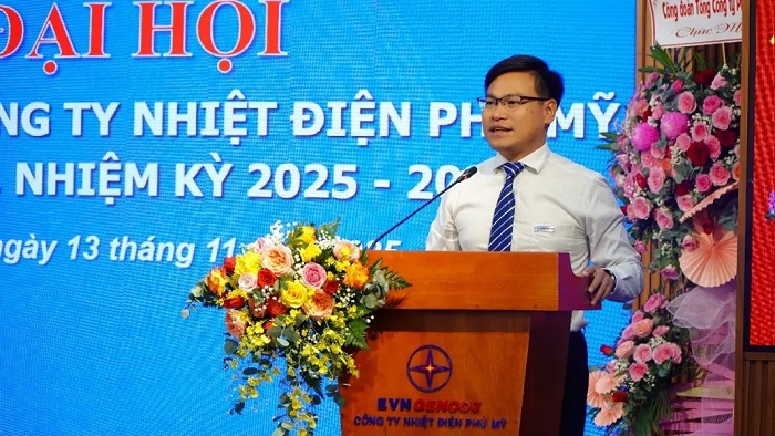 Đ/c Trần Đình Ân - Bí thư Đảng ủy, Giám đốc Công ty Nhiệt điện Phú Mỹ phát biểu