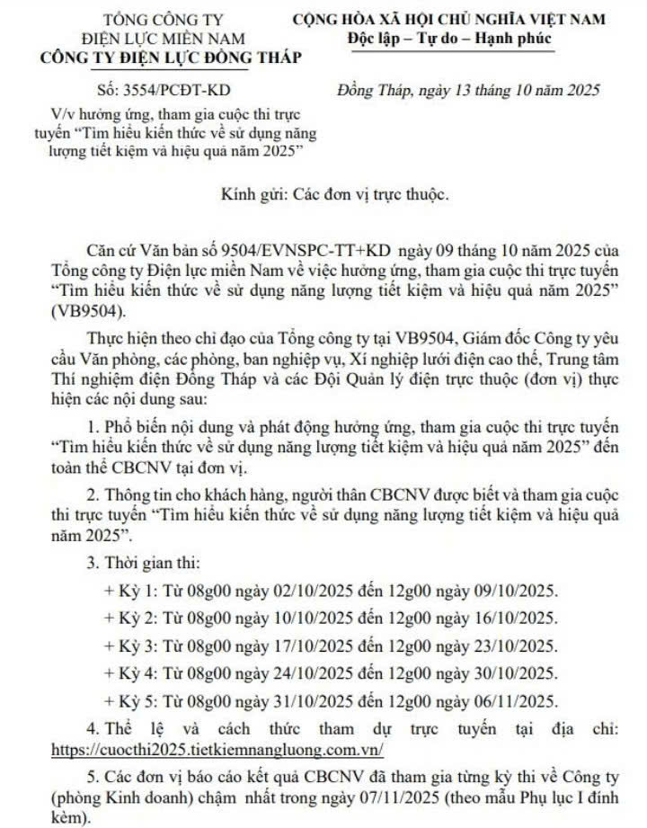 Ngành điện hưởng ứng, lan tỏa Cuộc thi “Tìm hiểu pháp luật về sử dụng năng lượng tiết kiệm và hiệu quả” 1 sử dụng năng lượng tiết kiệm