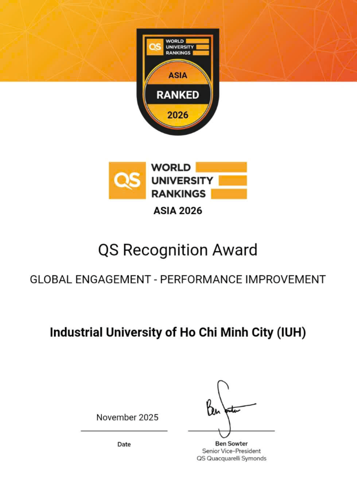 IUH thăng hạng vượt bậc và vinh dự nhận giải thưởng quốc tế về hội nhập toàn cầu
