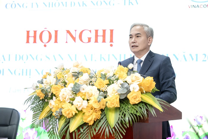 Tổng Giám đốc Tập đoàn Công nghiệp Than - Khoáng sản Việt Nam Vũ Anh Tuấn phát biểu chỉ đạo tại Hội nghị