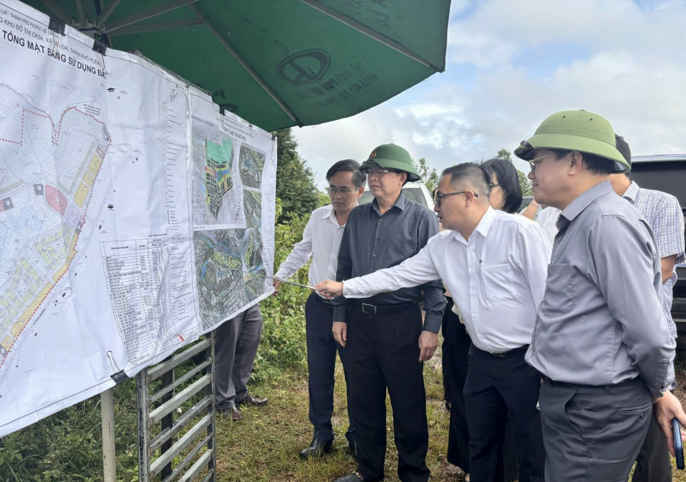 Lãnh đạo tỉnh Gia Lai kiểm tra, khảo sát dự án Khu đô thị CK54 (phường Pleiku) vào đầu tháng 7.