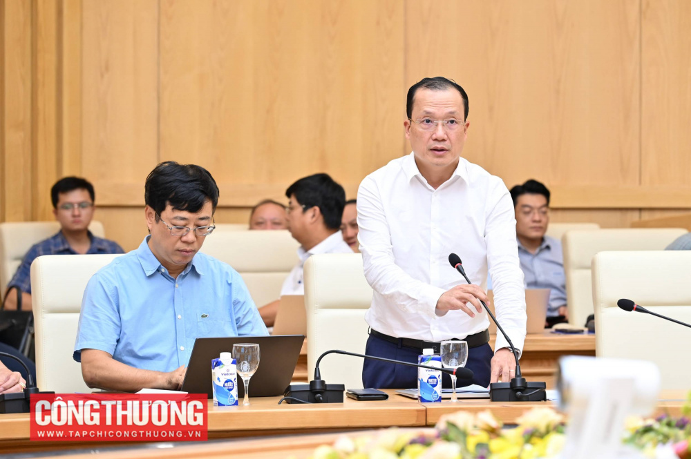 Tổng Giám đốc Công ty Vận hành hệ thống điện và thị trường điện Quốc gia (NSMO) Nguyễn Đức Ninh báo cáo tại cuộc họp về tình hình và giải pháp đảm bảo cung cấp điện các tháng còn lại của năm 2025 và các năm 2026-2030, đặc biệt sau những ngày nắng nóng và phụ tải tăng cao
