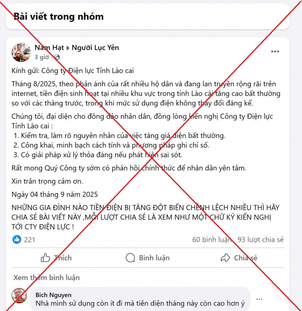 hóa đơn tiền điện