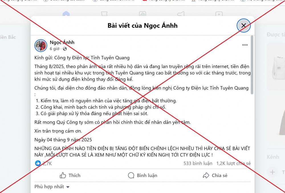 hóa đơn tiền điện