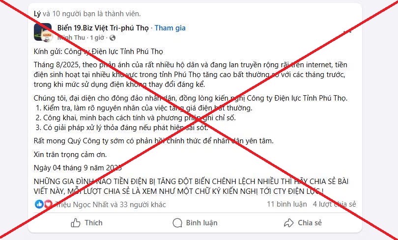 hóa đơn tiền điện